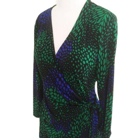 Sold🔥Anne Klein Multicolored Geometric Wrap Dress - Picture 4 of 7